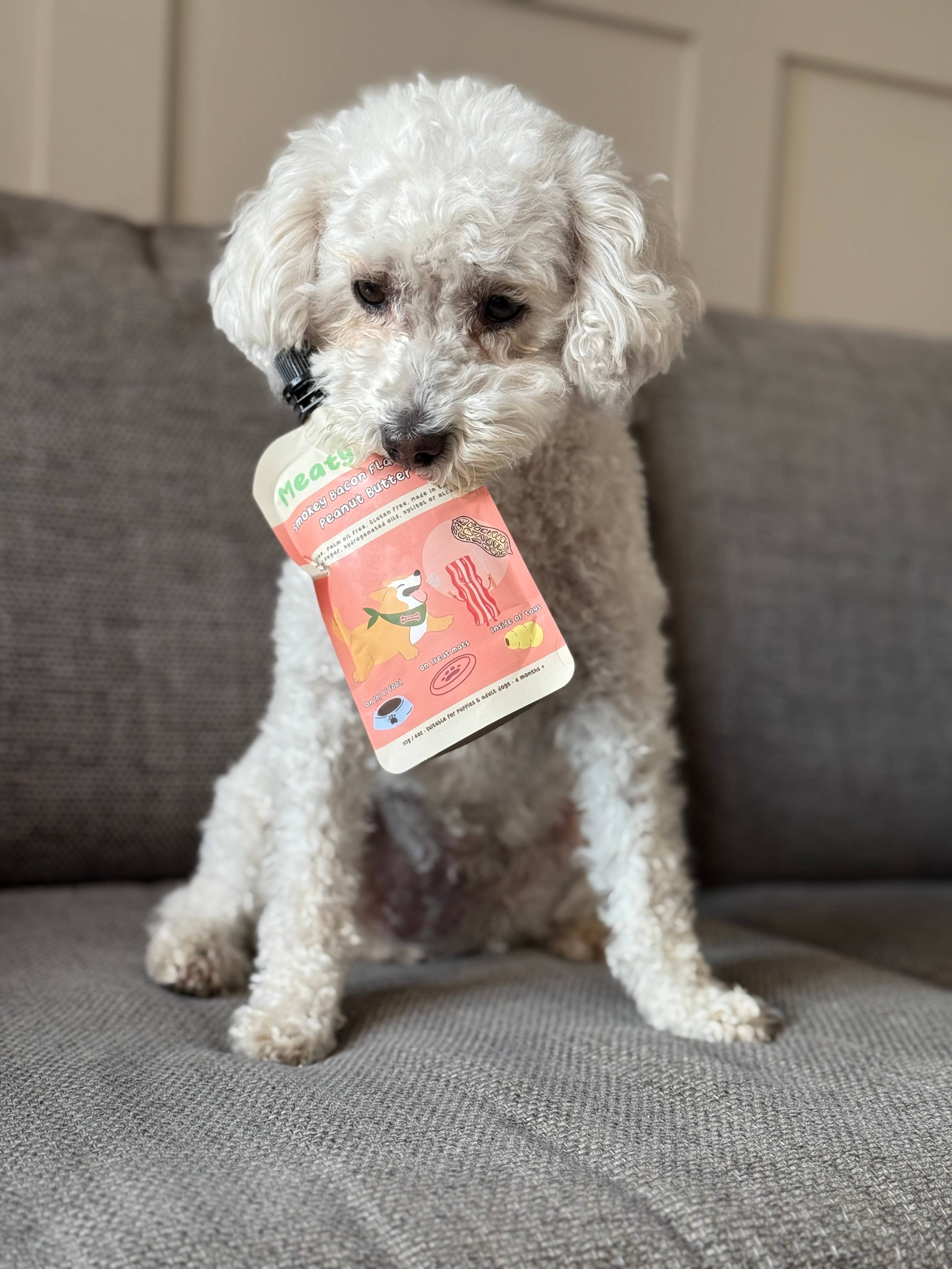 Poche de beurre de cacahuète saveur bacon fumé pour chiens 113 g (4 oz)