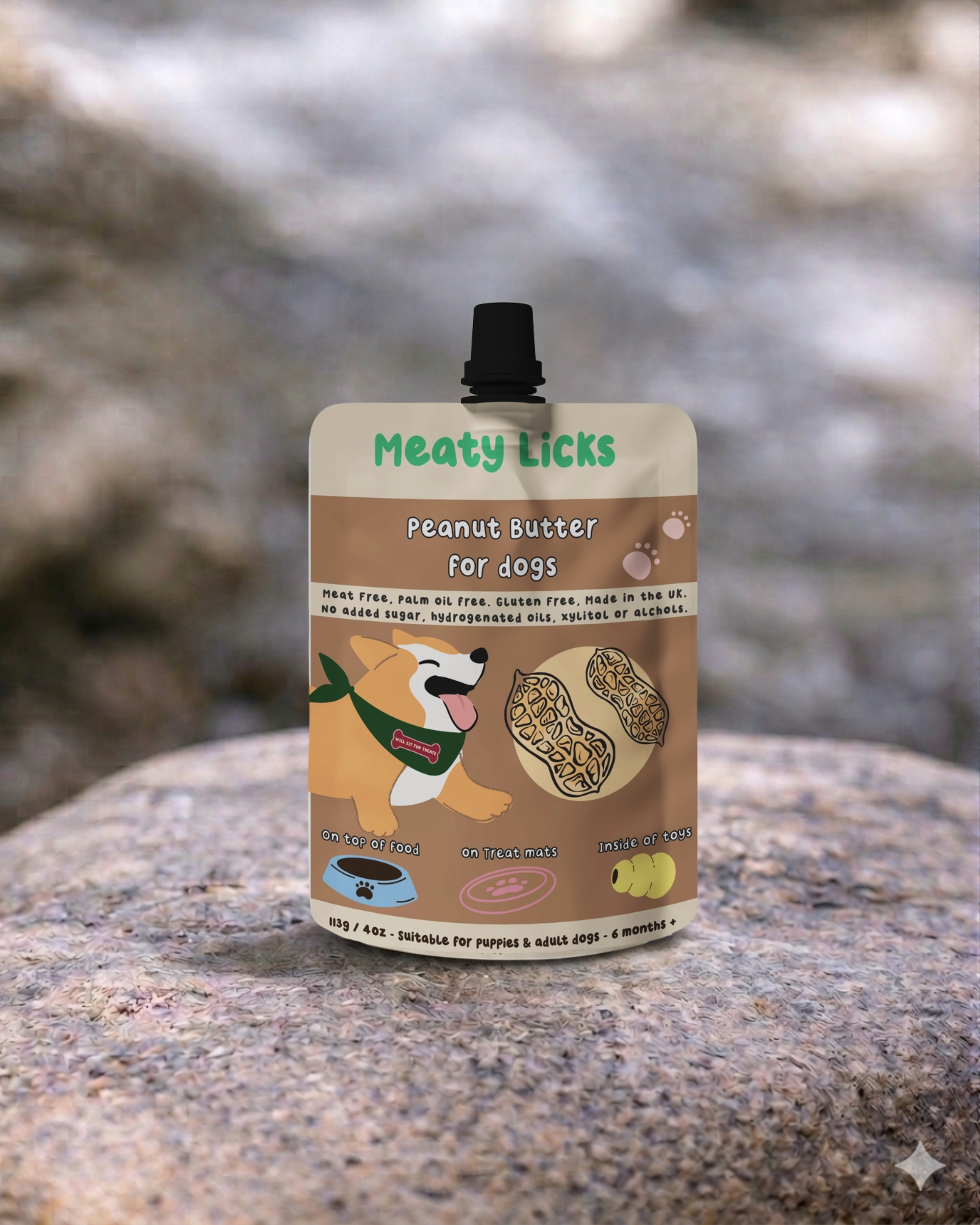 Pochette de beurre de cacahuète pour chiens 113 g