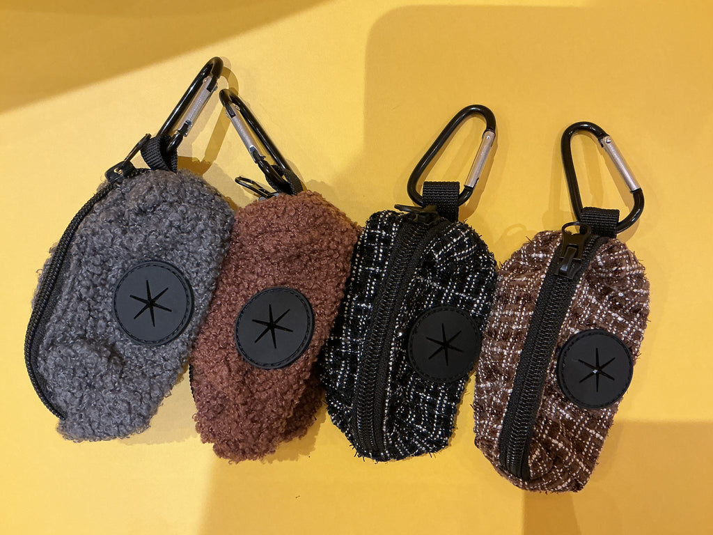 Etui pour sacs à crottes tweed / mouton / velours